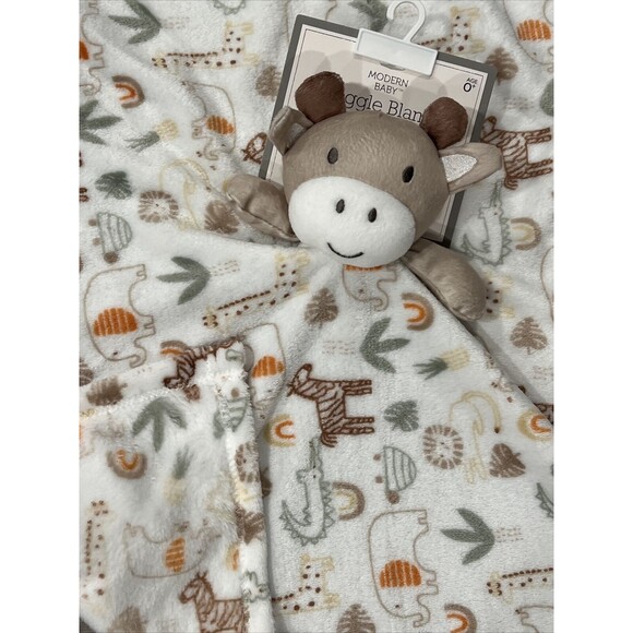 Modern Baby Snuggle Blankie GIRAFFE Cow Security Blanket Lovey Safari Pr… - Picture 4 of 6